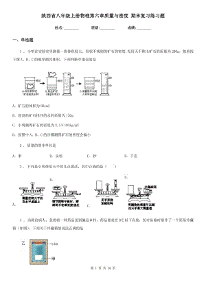 陜西省八年級上冊物理第六章質(zhì)量與密度 期末復習練習題