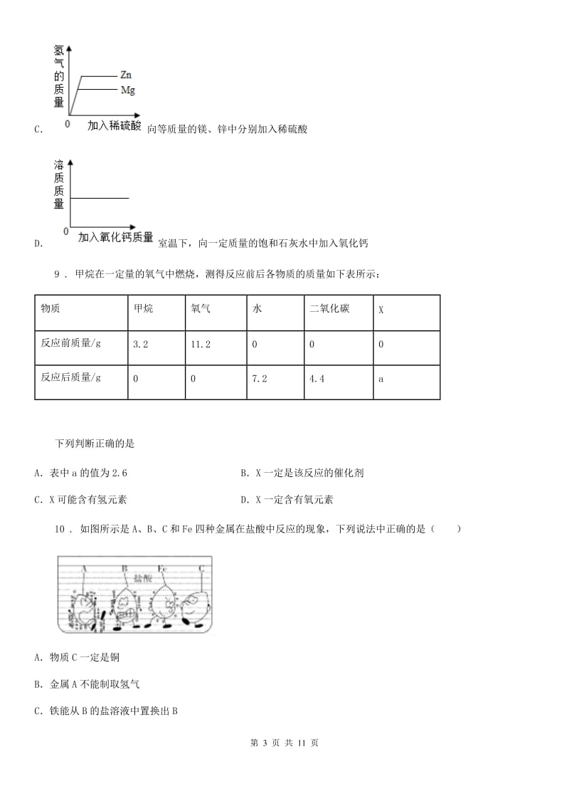 人教版2020年中考化学试卷C卷（模拟）_第3页