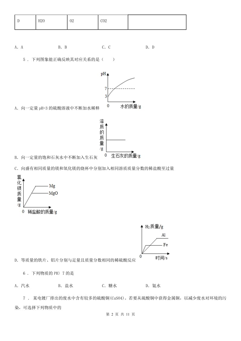 人教版2019-2020学年九年级上学期期末考试化学试题D卷(模拟)_第2页