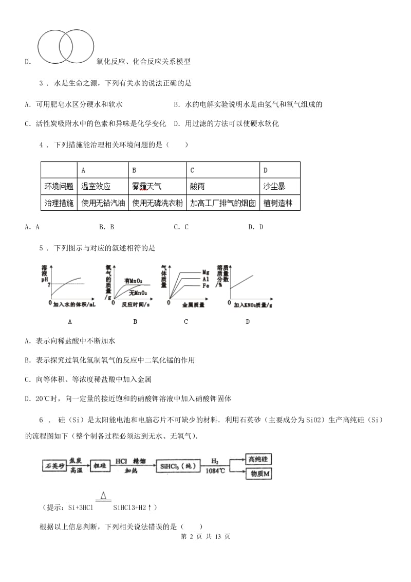 人教版2020年九年级上学期期末化学试题D卷（模拟）_第2页