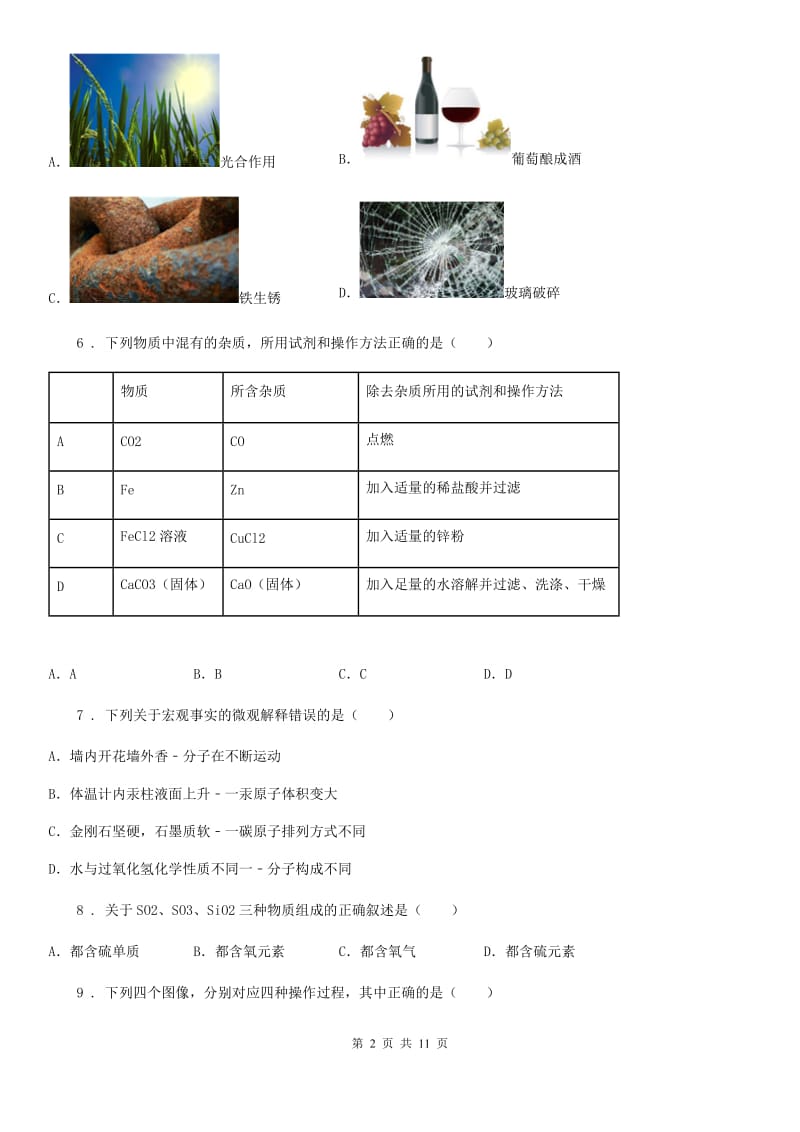 人教版2020年（春秋版）九年级上学期期末化学试题D卷(模拟)_第2页