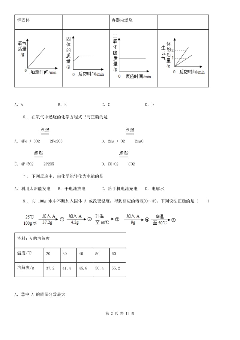 人教版九年级上学期期末实验班化学试题_第2页