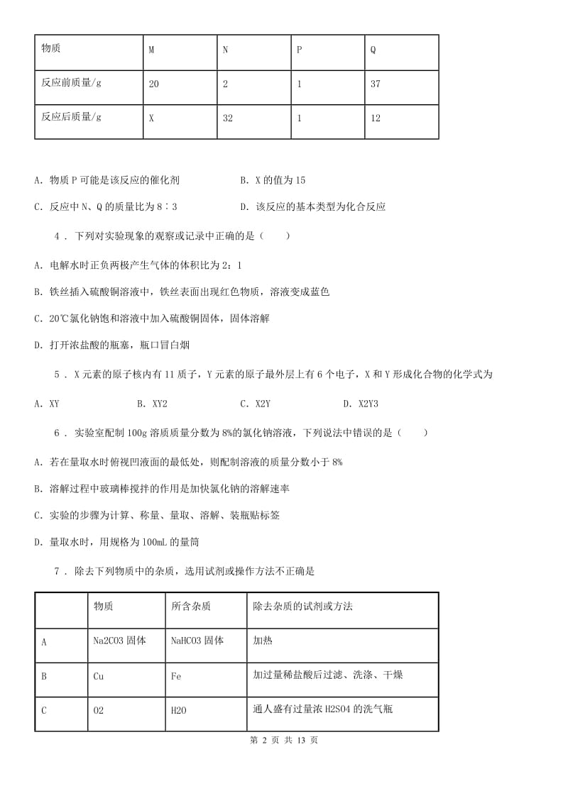 黑龙江省2020版九年级上学期期末化学试题（I）卷_第2页