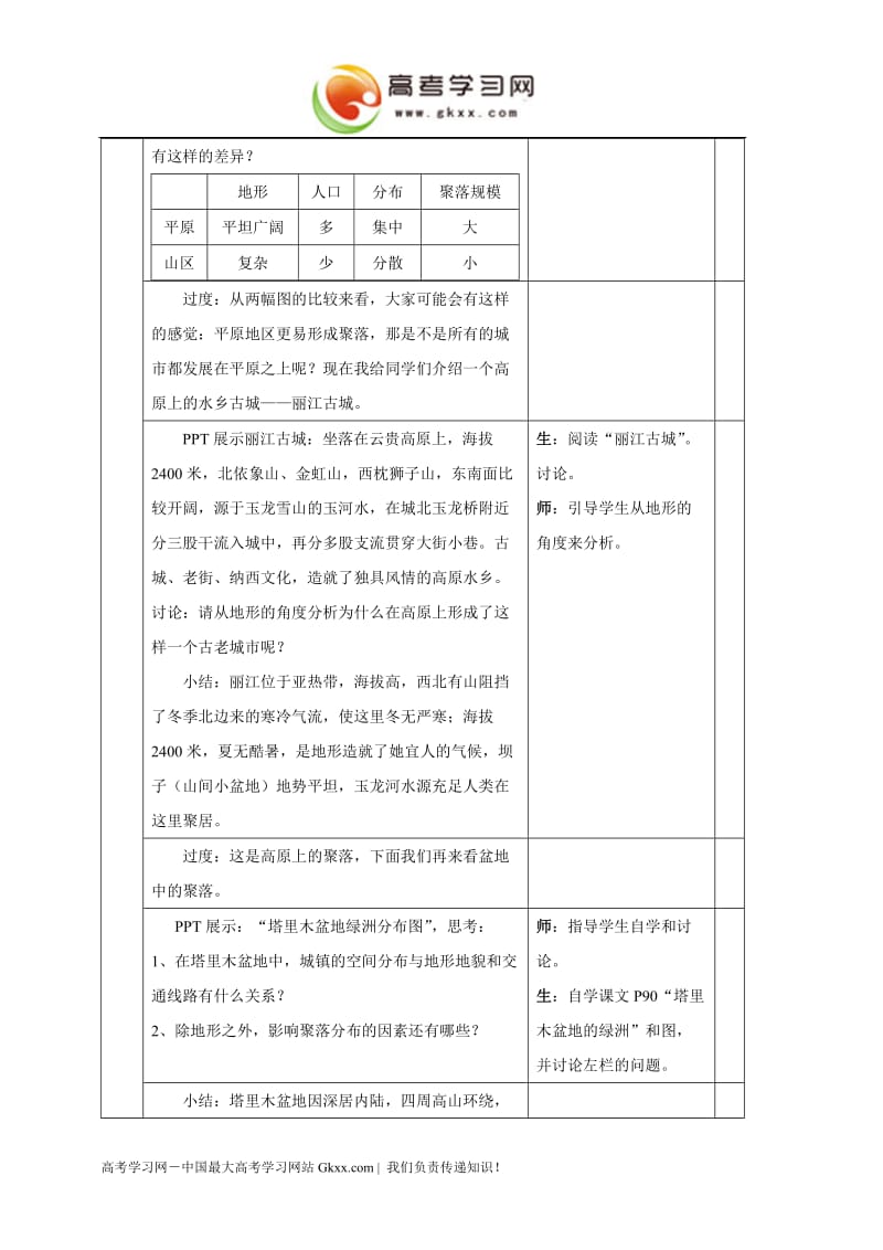 4.1《地形对聚落及交通线路分布的影响》教案5（湘教版必修1）_第3页