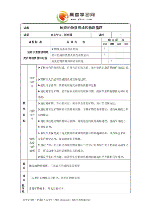 《地殼的物質(zhì)組成和物質(zhì)循環(huán)》教案5（湘教版必修1）