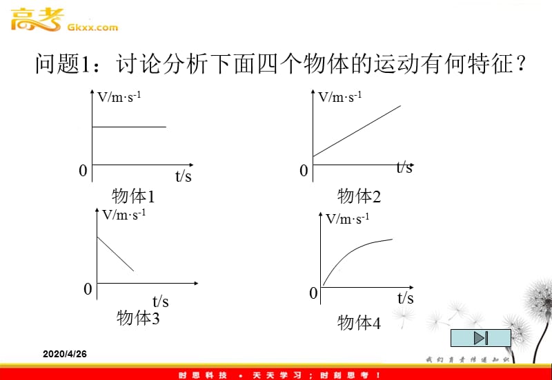 2.2《匀变速直线运动的速度与时间的关系》课件1（新人教版必修1）ppt_第3页