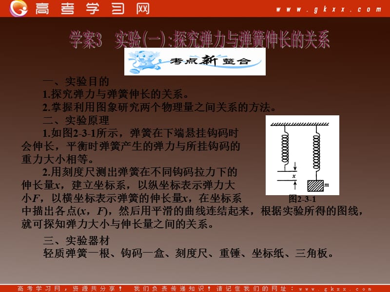 高考物理复习课件（新课标)2.3 实验（一）：探究弹力与弹簧伸长的关系ppt_第2页