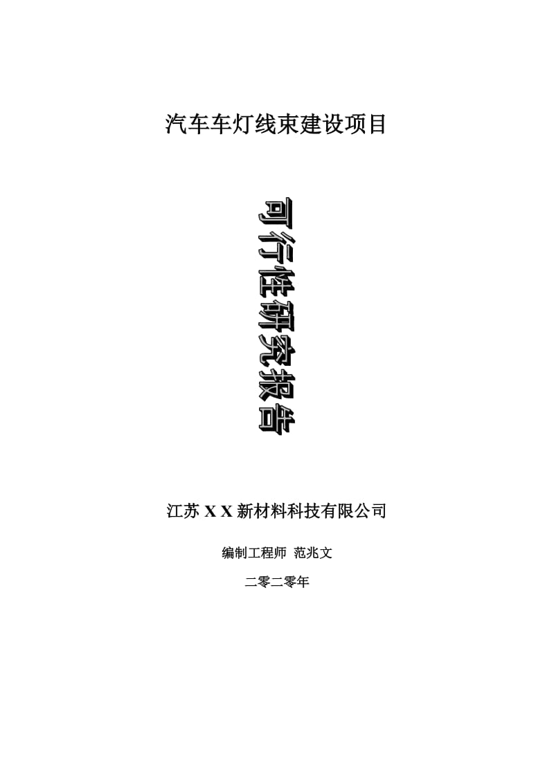 汽车车灯线束建设项目可行性研究报告-可修改模板案例_第1页