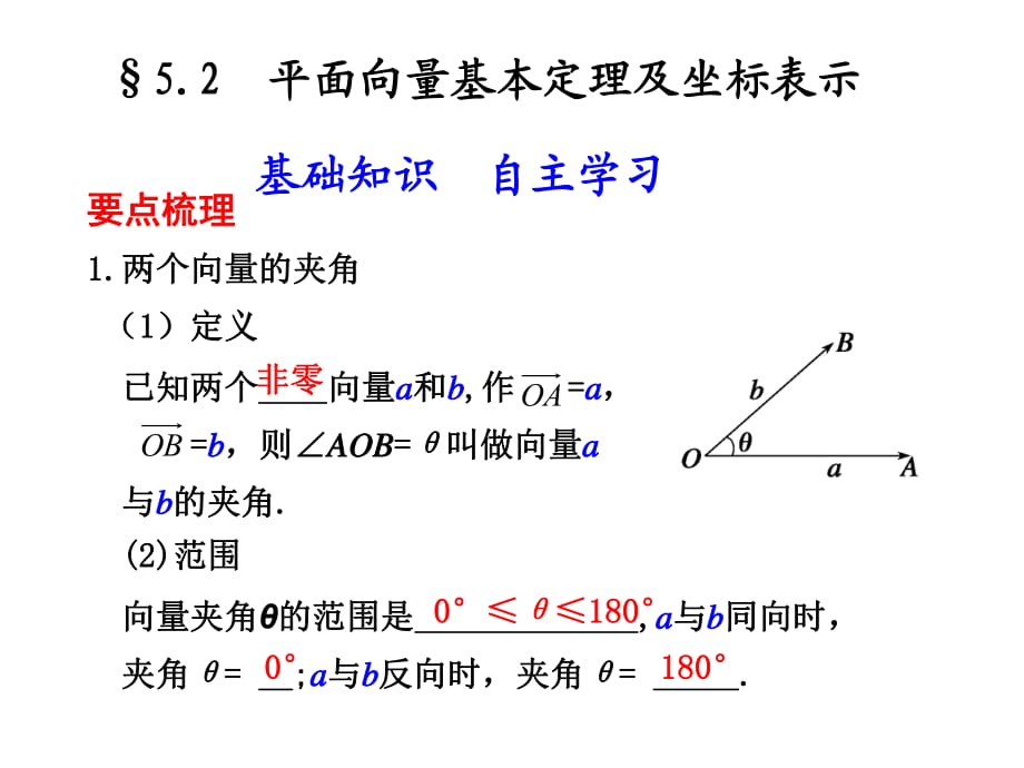 平面向量基本定理及坐标表_第1页
