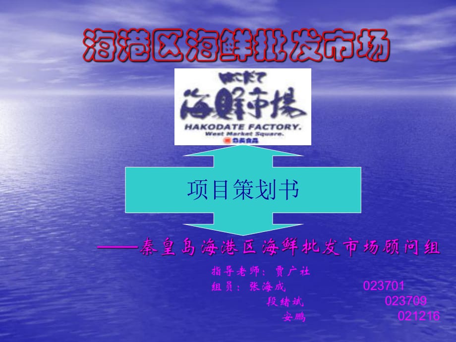 房地产策划PPT秦皇岛海港区海鲜批发市场项目策划书_第1页