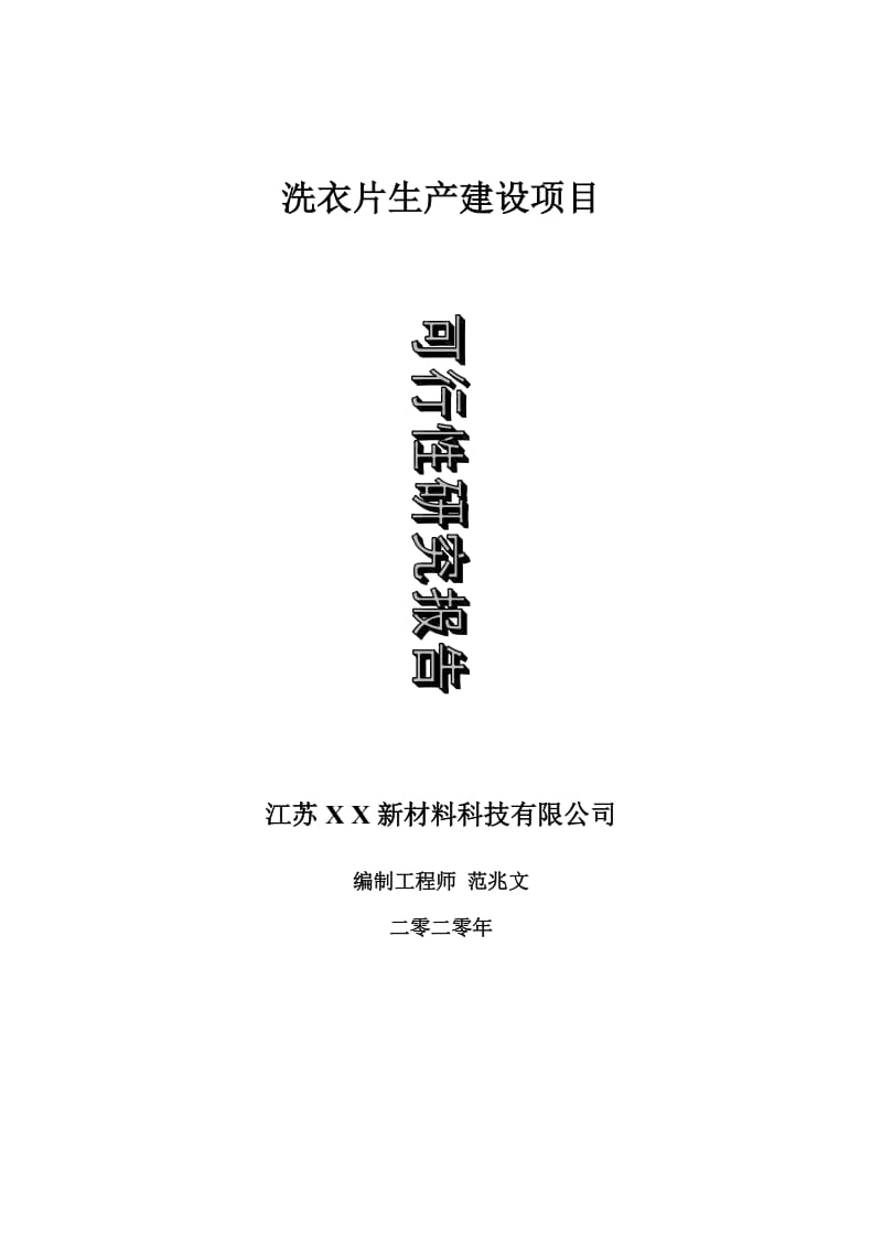 洗衣片生产建设项目可行性研究报告-可修改模板案例_第1页