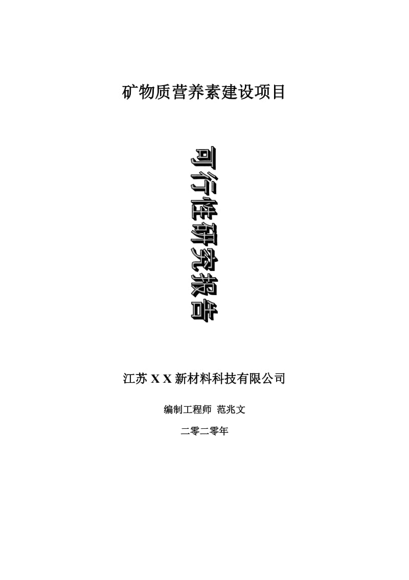 矿物质营养素建设项目可行性研究报告-可修改模板案例_第1页