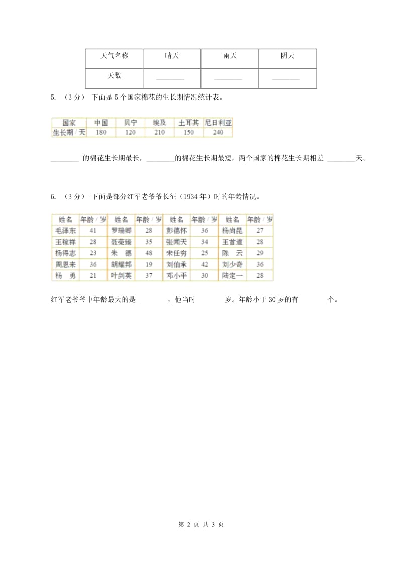 二年级下册第一单元数据收集和整理单元检测(II)卷_第2页