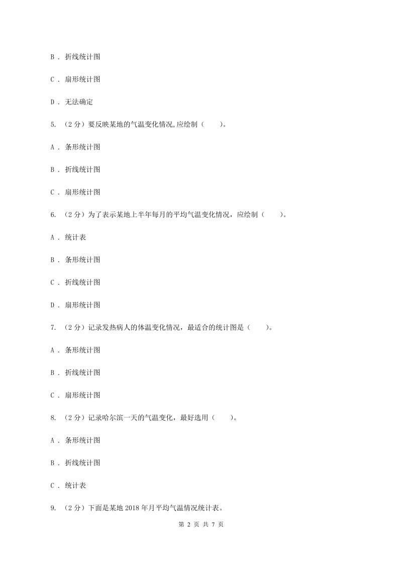 新人教版2019-2020学年六年级上册专项复习七：统计图的选择（I）卷_第2页