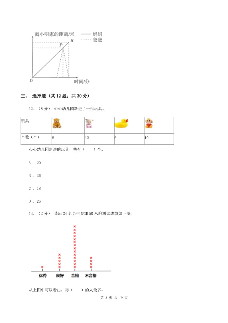 北师大版备战2020年小升初数学专题三：统计与概率--统计A卷_第3页