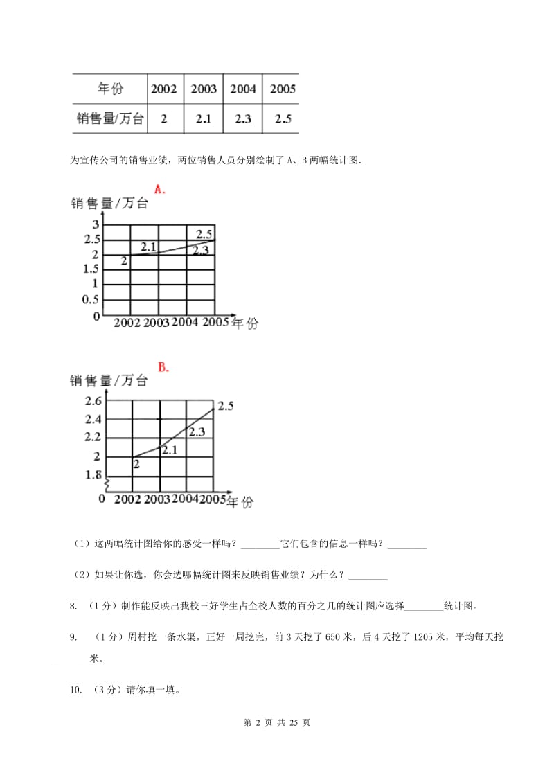 西师大版备战2020年小升初数学专题三：统计与概率--统计（I）卷_第2页