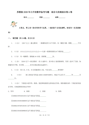 蘇教版2020年小升初數(shù)學(xué)備考專題綜合與實(shí)踐綜合卷A卷