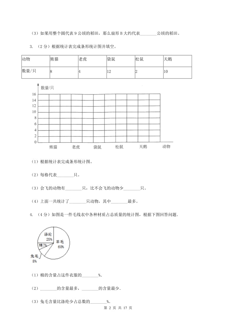 人教版2019-2020学年六年级上册专项复习七：扇形统计图的应用（I）卷_第2页