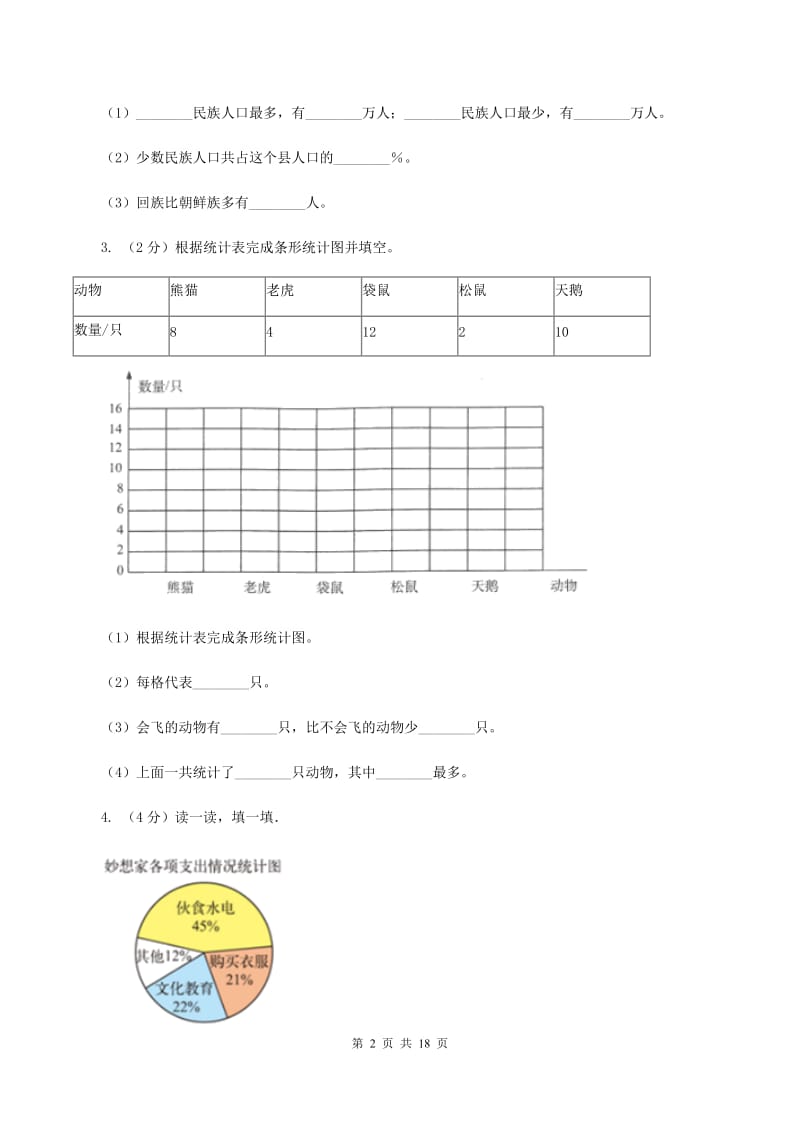 人教版2019-2020学年六年级上册专项复习七：扇形统计图的应用（II ）卷_第2页