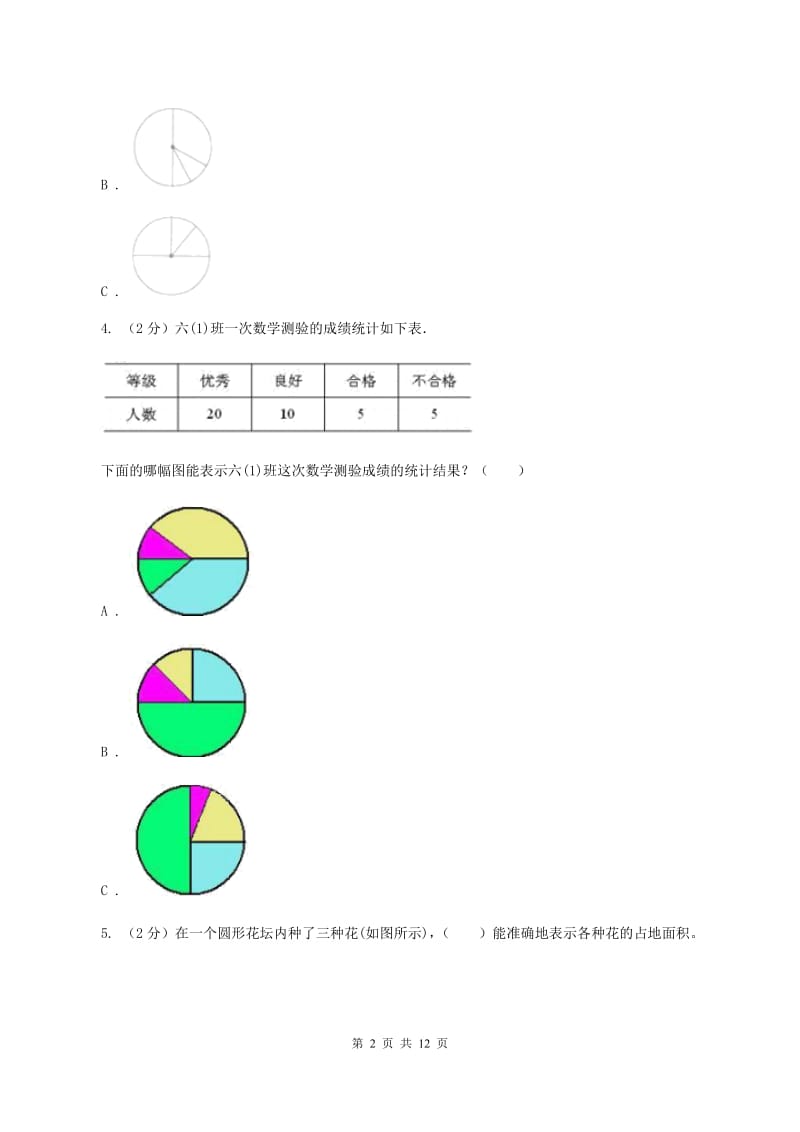 青岛版六年级上册数学期末专项复习冲刺卷（七）：扇形统计图（I）卷_第2页