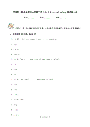 深港朗文版小學(xué)英語(yǔ)六年級(jí)下冊(cè)Unit 2 Fire and safety測(cè)試卷A卷