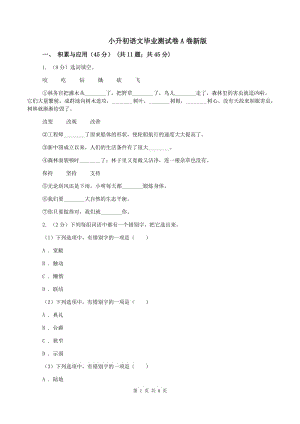 小升初語文畢業(yè)測(cè)試卷A卷新版