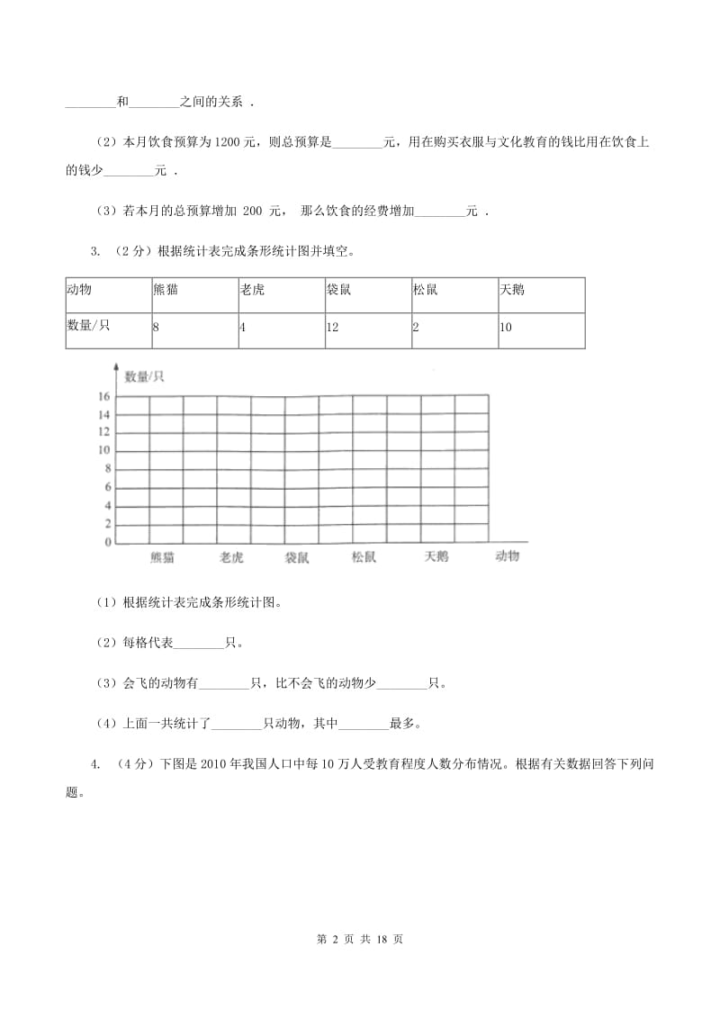 北京版2019-2020学年六年级上册专项复习七：扇形统计图的应用（I）卷_第2页