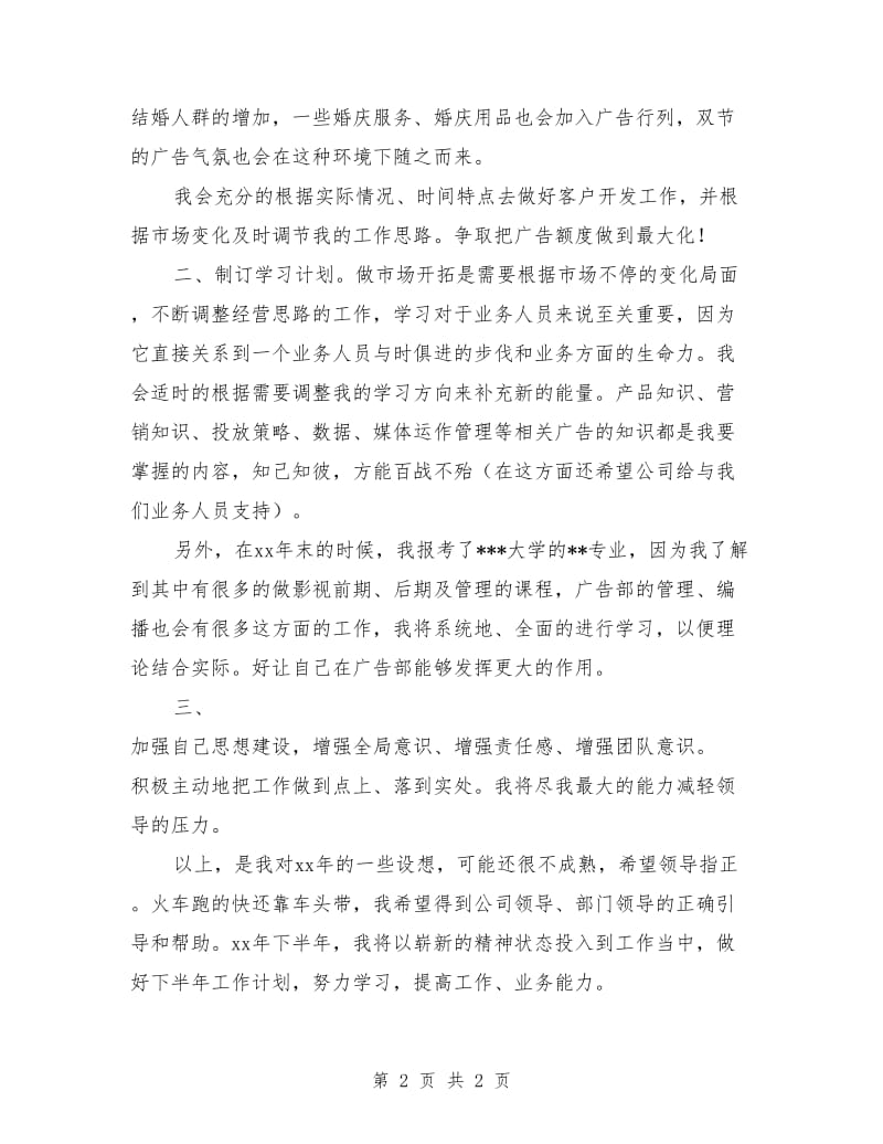 工作计划：业务员工作计划样文_第2页