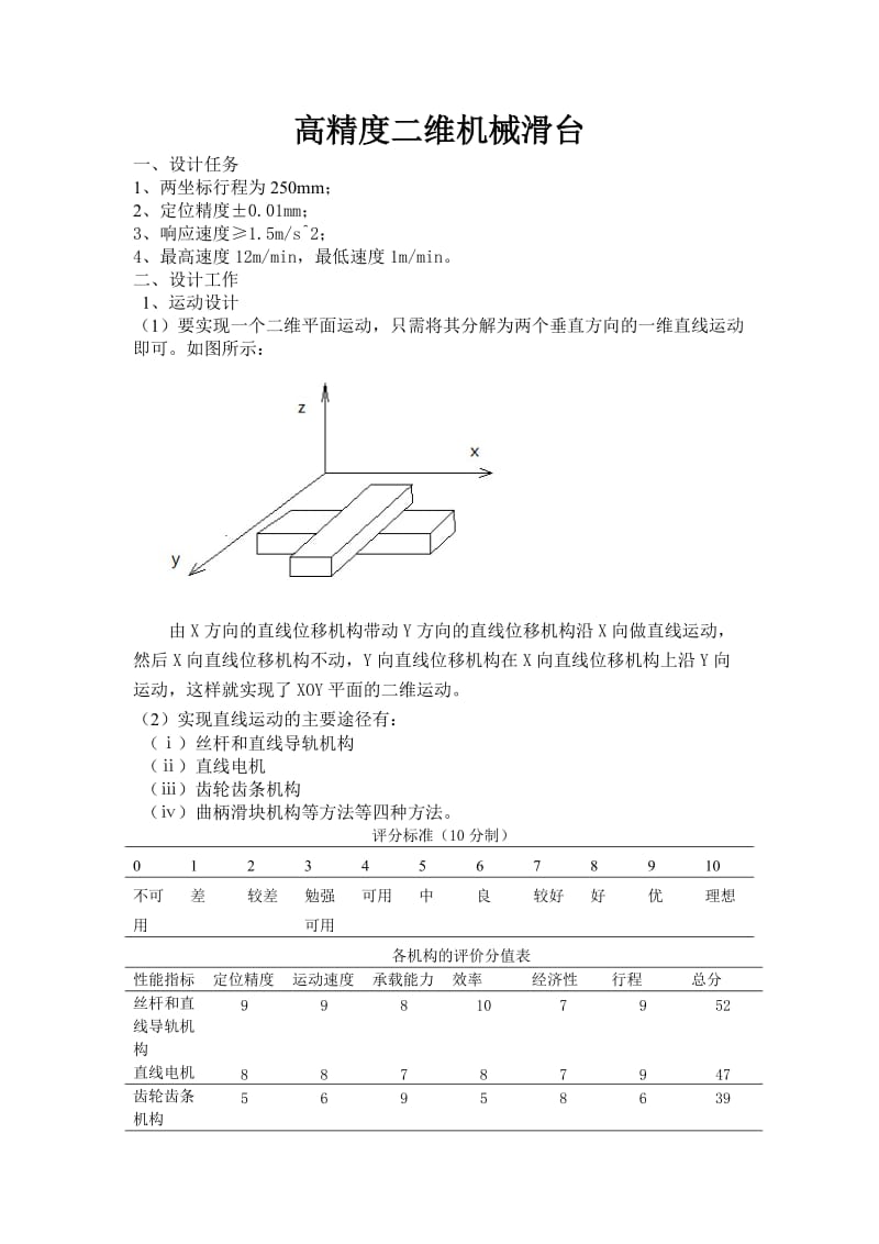 二维机械滑台设计指导书草稿_第1页