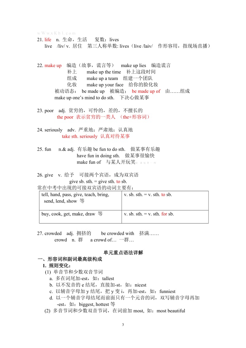 2013版八年级英语上册第四单元重点知识点归纳_第3页