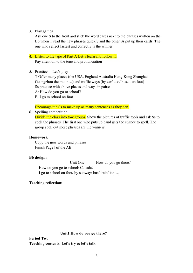 PEP小学英语六年级上册(全英)教案_第2页