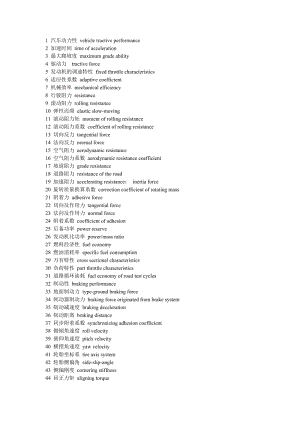 《汽車?yán)碚摗氛n程應(yīng)掌握的英文詞匯