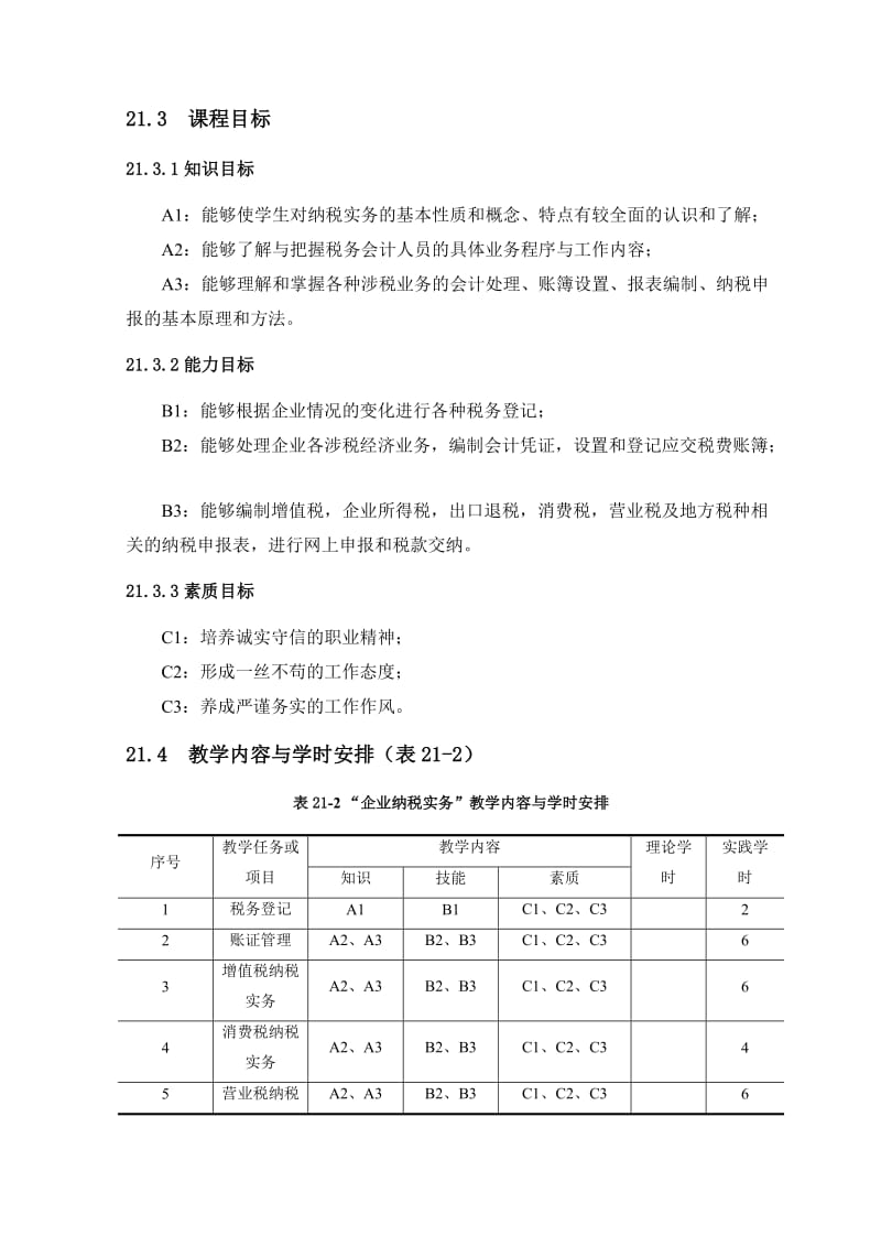 《企业纳税实务》课程标准_第2页