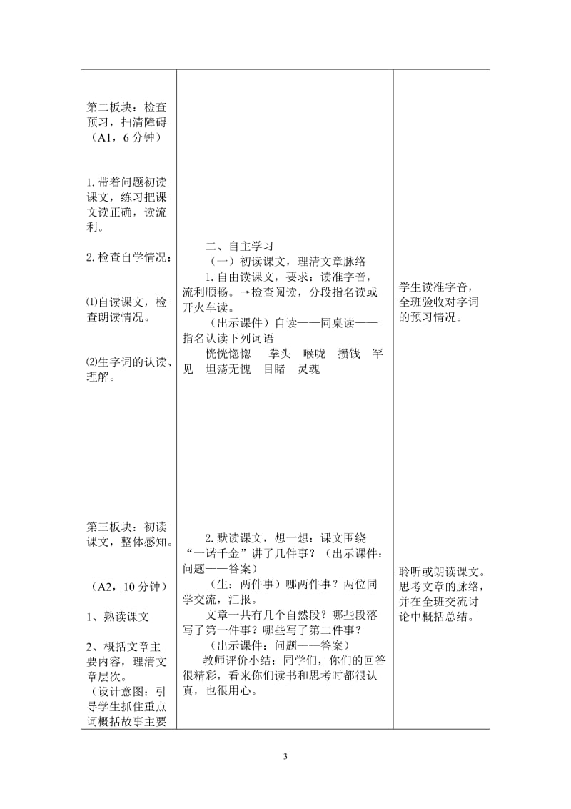 《一诺千金》教学设计和反思_第3页