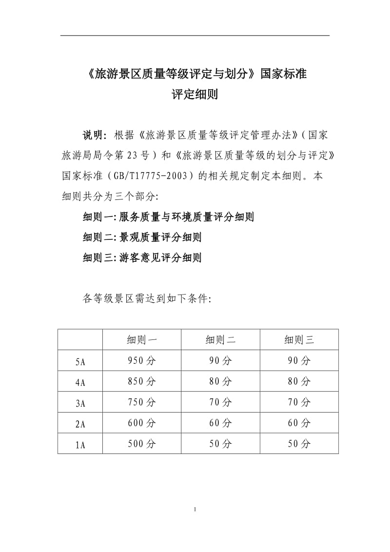 《旅游景区质量等级评定与划分》国家标准细则_第1页