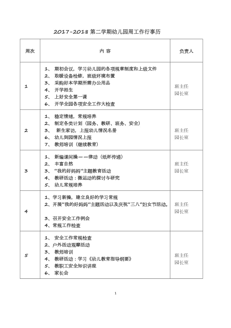 2018幼儿园工作行事历_第1页