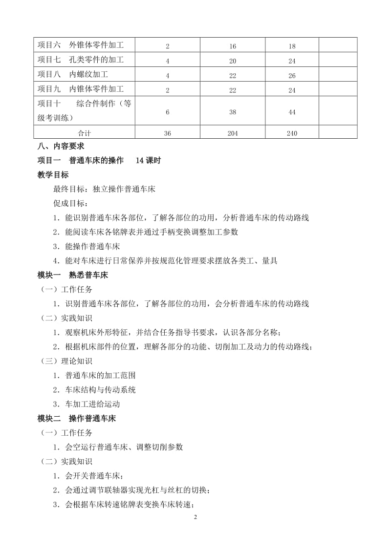 《普通车床加工实训》课程标准_第2页