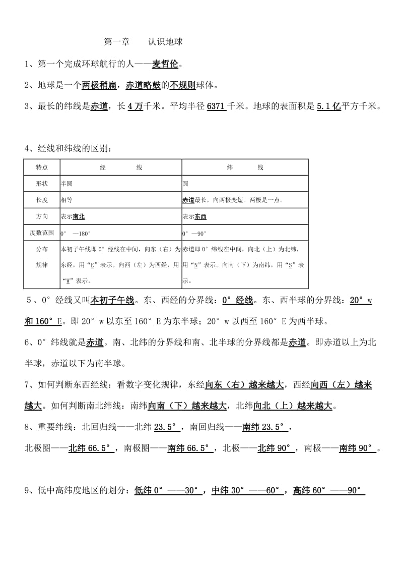 2013年新人教版七年级上册地理复习资料_第1页