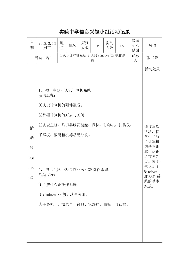 1107信息技术兴趣小组活动记录_第1页