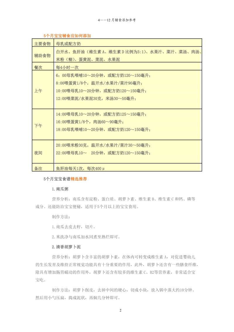 4-12个月宝宝饮食时间表参考_第2页