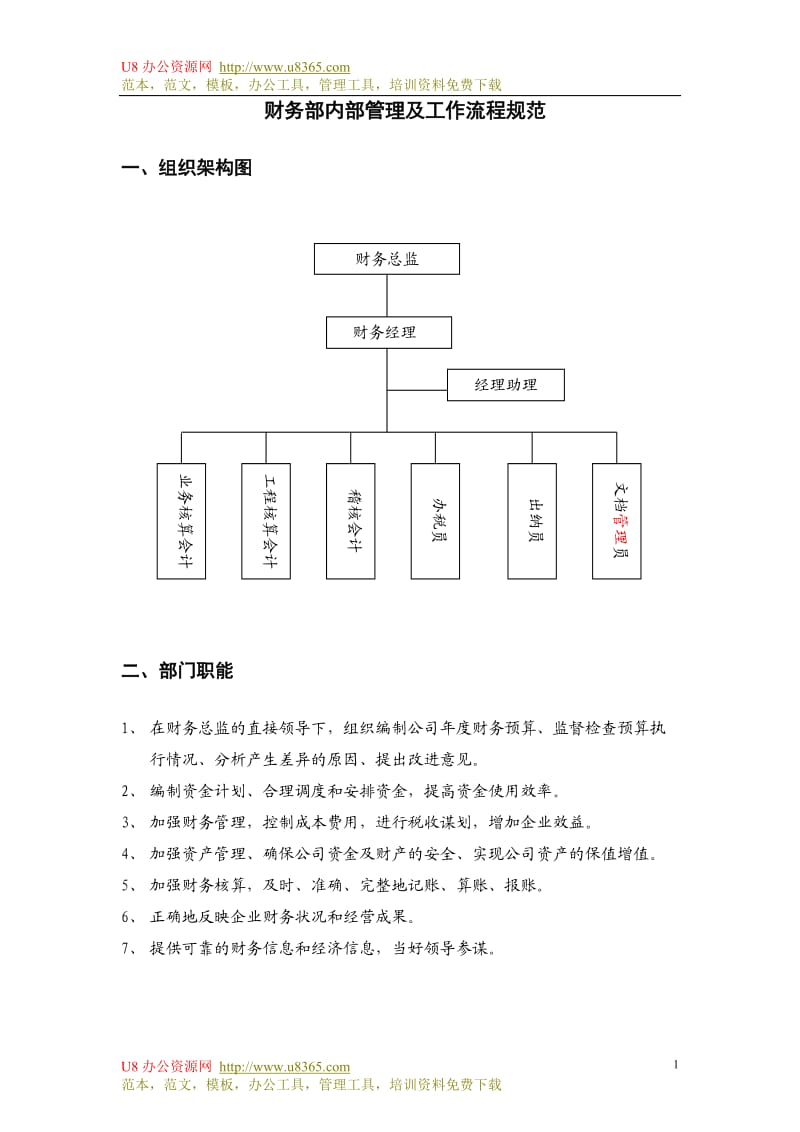 X公司财务部管理及工作流程_第1页