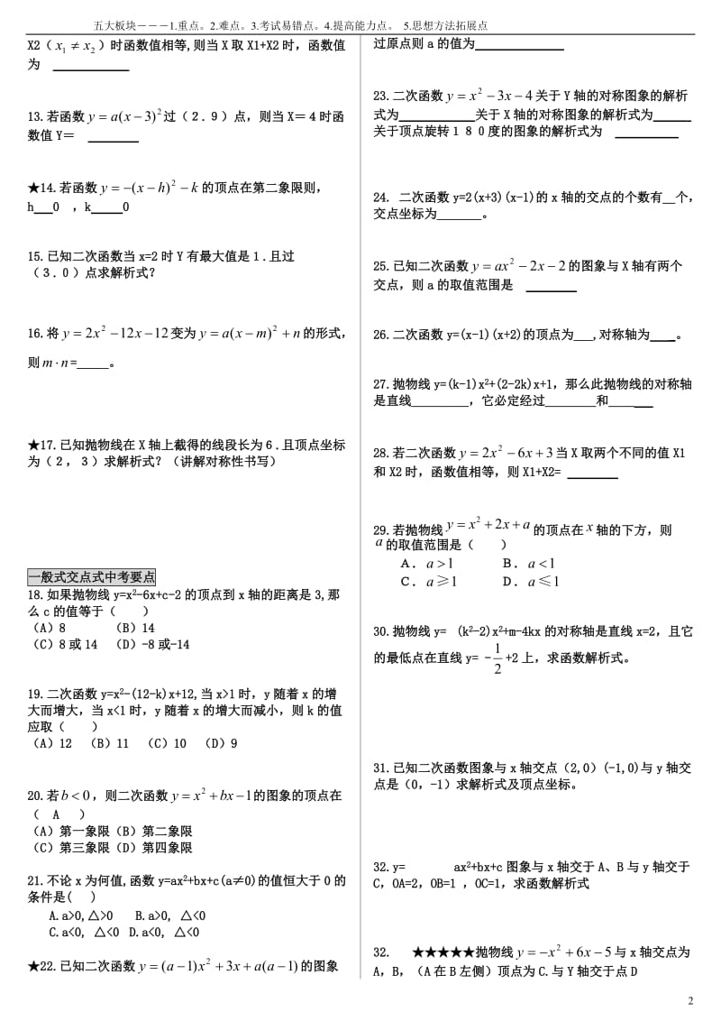 二次函数培优100题突破_第2页