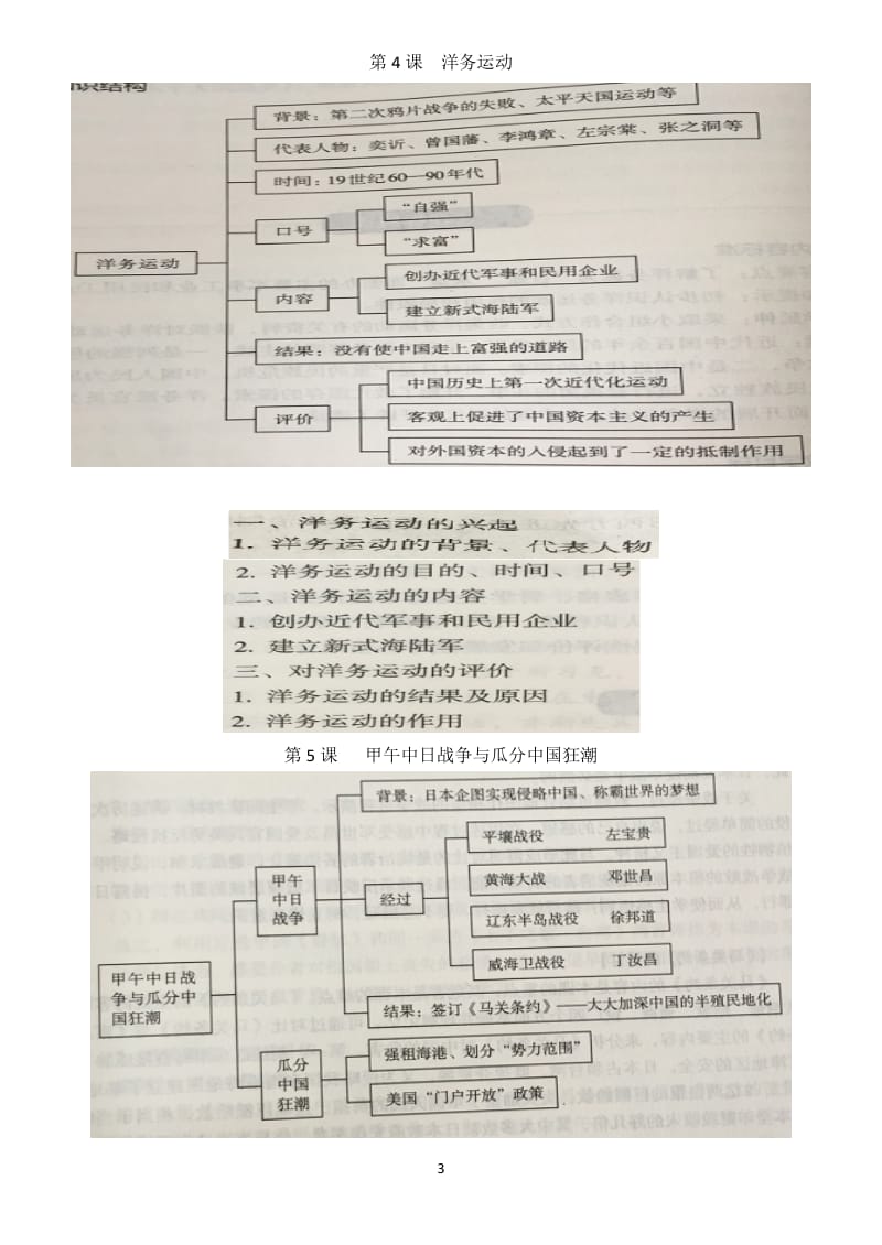 八年级中国历史上册知识结构图与板书设计_第3页