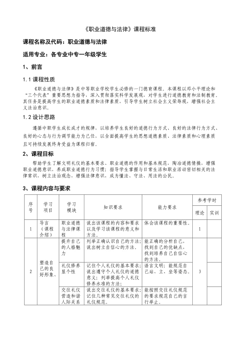 《职业道德与法律》课程标准_第2页