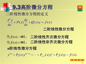 高等數(shù)學(xué)(微積分)課件-93高階微分方程