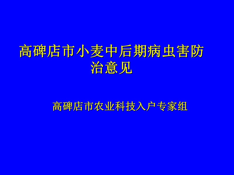 高碑店市小麥中后期有害生物防治意見_第1頁