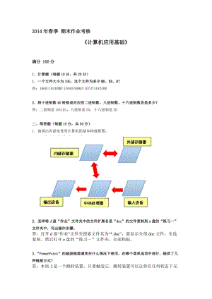 2014年東北師范大學(xué)春季期末作業(yè)考核《計(jì)算機(jī)應(yīng)用基礎(chǔ)》答案