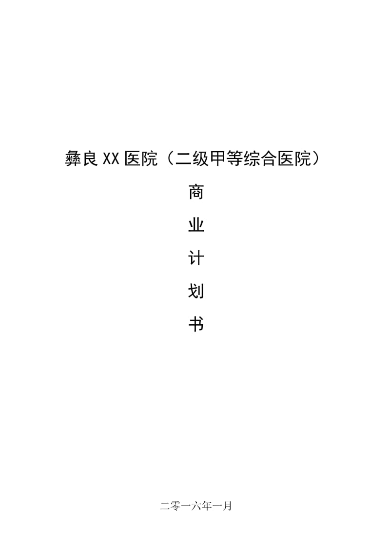 xx医院商业计划书_第1页