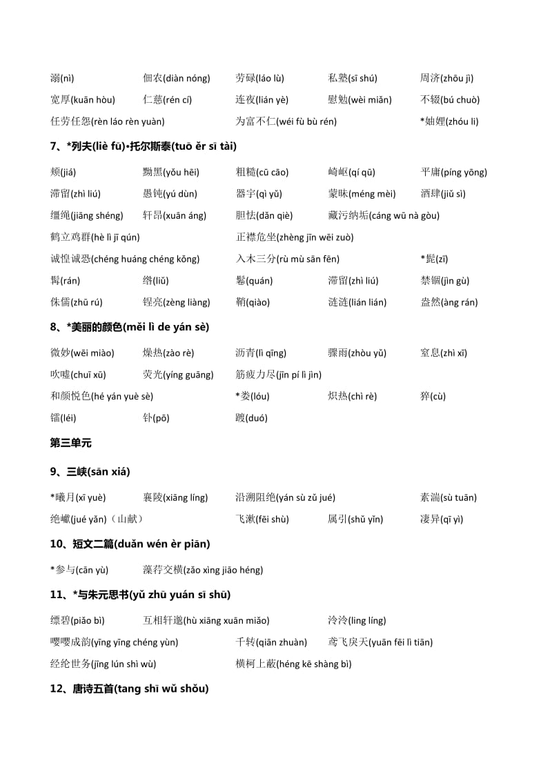 2017年部编人教版语文八年级上册生字词清单_第2页