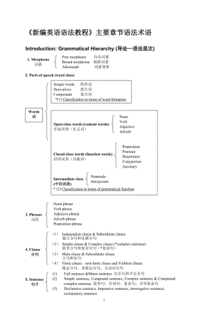 《新編英語語法教程》主要章節(jié)語法術(shù)語